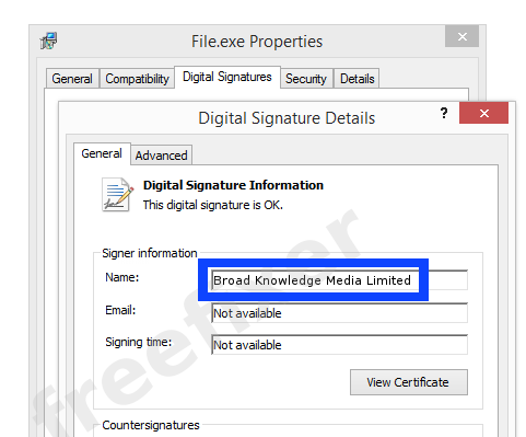 Screenshot of the Broad Knowledge Media Limited certificate